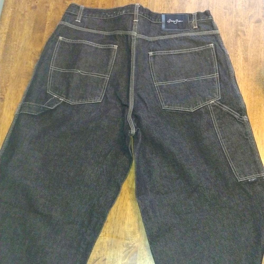 Vintage Y2K SEAN JOHN Hammer Loop Jeans 38x31 Black Denim NWT Baggy Wide Skater